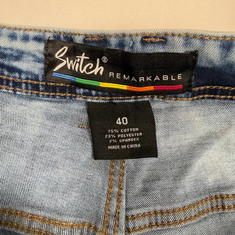 Switch Remarkable Mens Distressed Paint Splatter Denim Shorts Blue Size 40 NWT